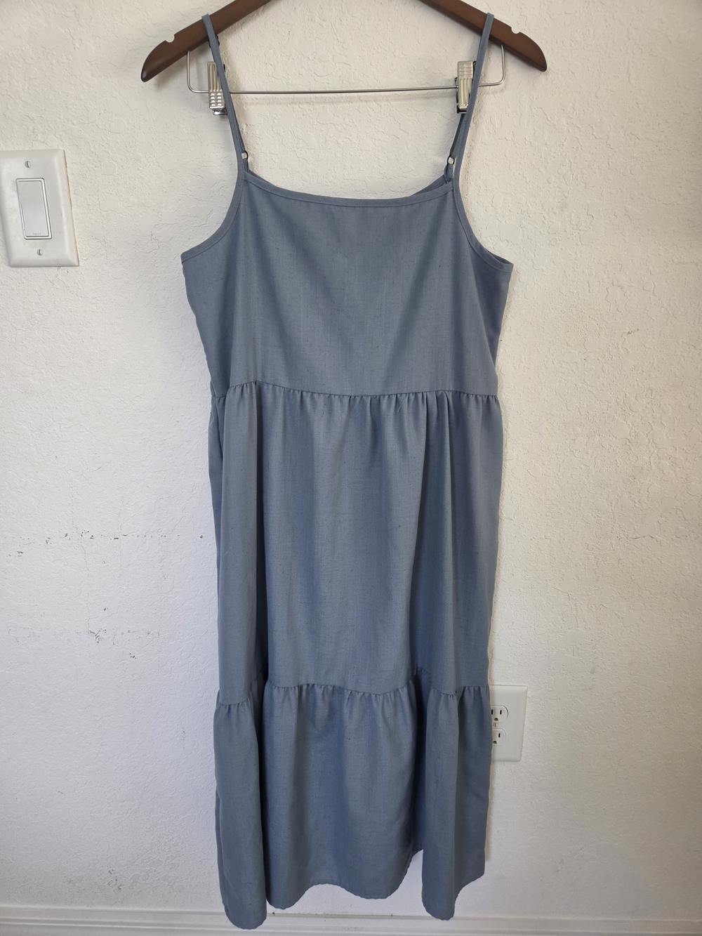 Urban Renewal Womens S/M Slate Blue Tiered Cami Midi Dress Vintage Fabric Linen